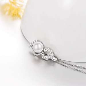 Infinity Freshwater Pearl Collar de plata esterlina 925 para mujeres <span class=keywords><strong>adolescentes</strong></span> - Product Image 5