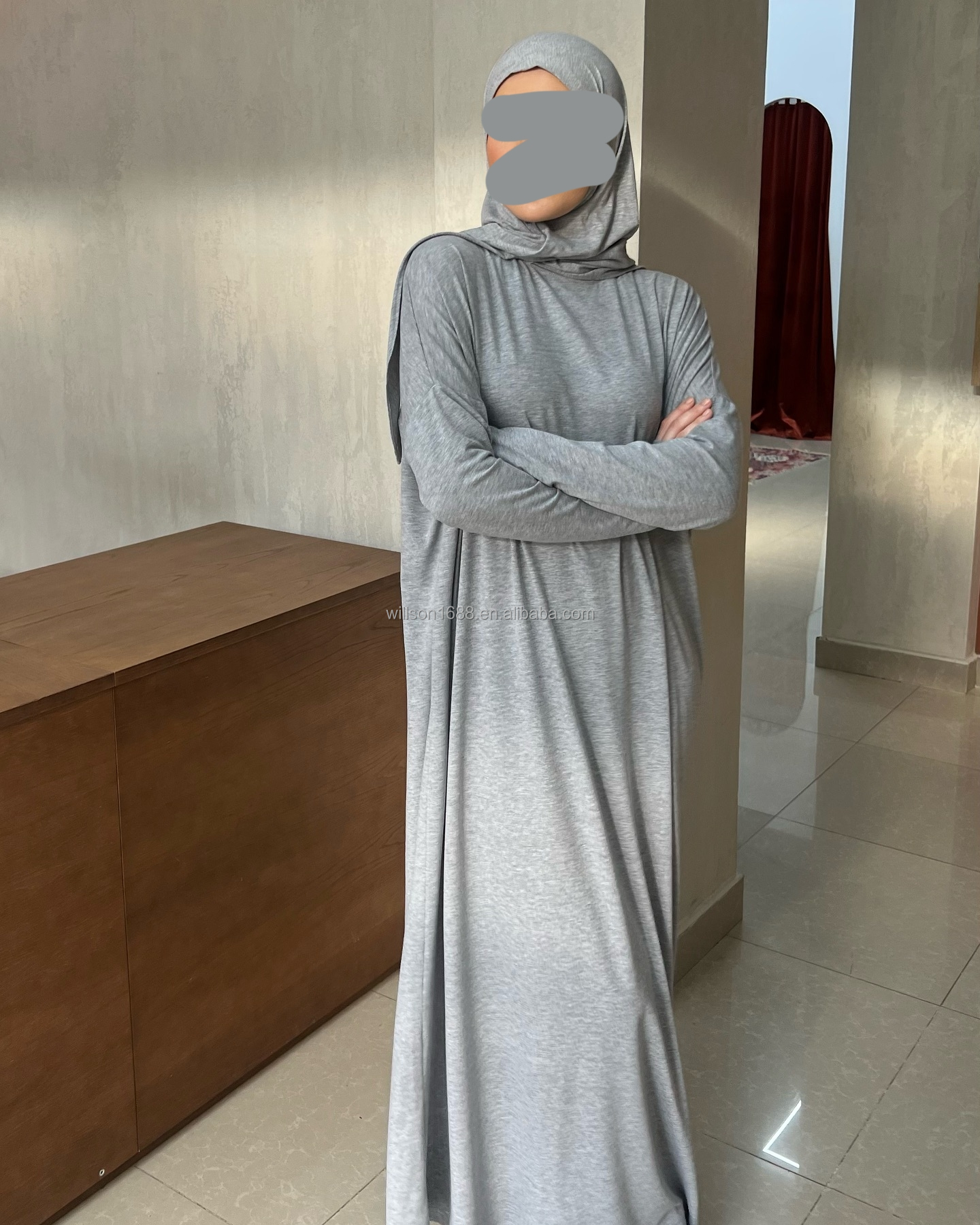 knee length dresses for ladies Gathered Sleeves Jersey Maxi Dress - Maxi Dresses - Women