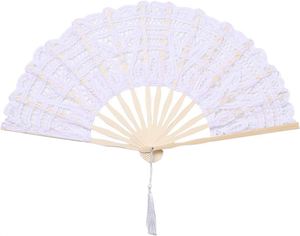 Elegantes Abanicos Plegables de Seda de Bambú Blanco, Arte Popular Ecológico, Regalo de Boda con Diseño Floral Grabado Personalizado - Product Image 1
