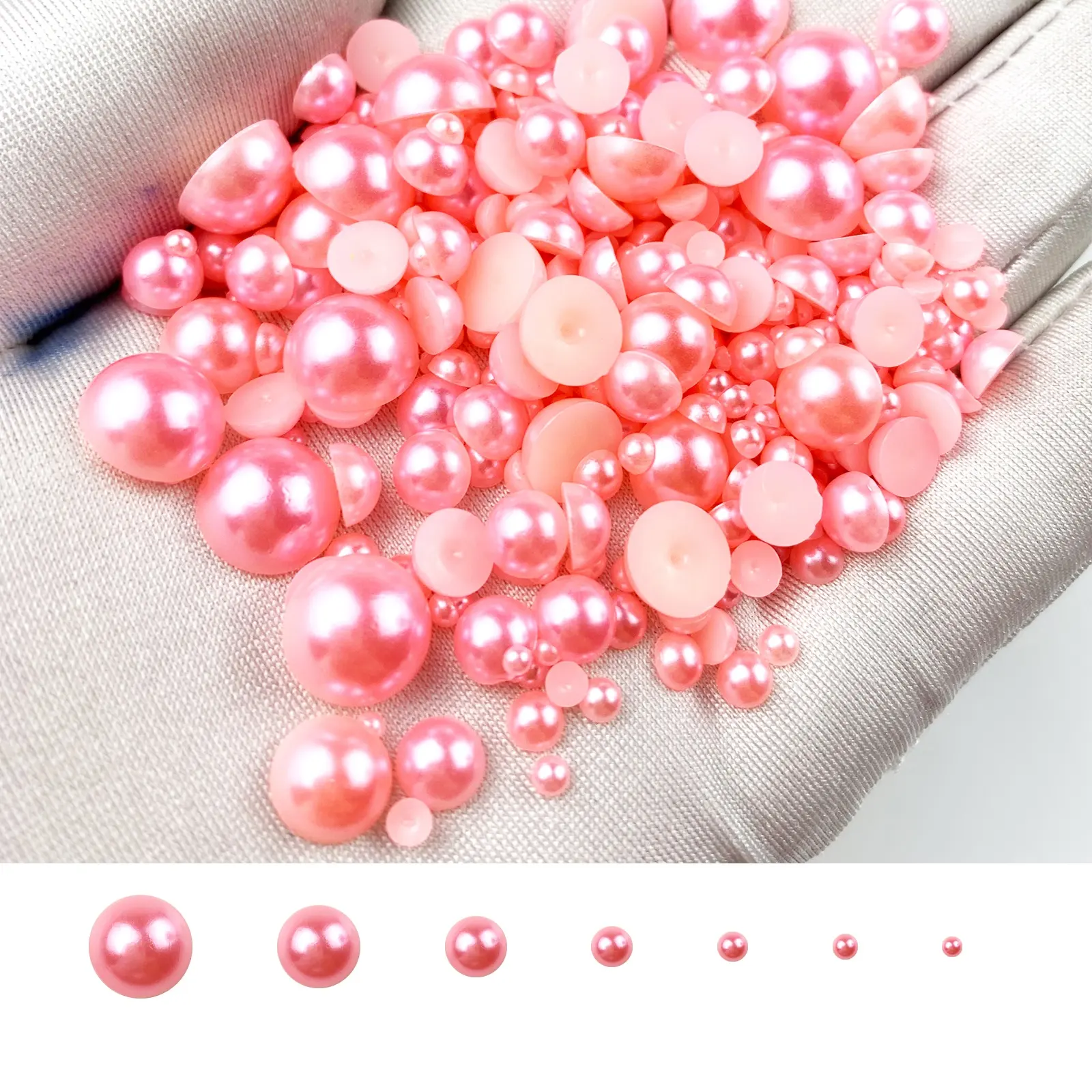 Craft Pearl Flat Back Half Round Pearls Beads Mix Sizes ABS 1440 Pcs Wholesale Loose Plastic Flat Back Pearls in Bulk Flatback