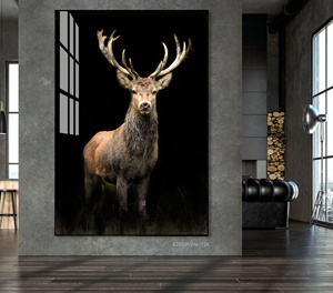 Stampa Acrilica Personalizzata, Dipinto di <span class=keywords><strong>Cervo</strong></span>, Quadro in Vetro <span class=keywords><strong>da</strong></span> Parete, Pittura Astratta Europea in Cristallo e Porcellana - Product Image 4