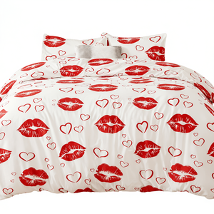 Juego de Ropa de Cama Sweet Kisses 2069, Juego de Ropa de Cama de Algodón con Estampado Romántico, Suave y Cómodo, Proveedor OEM de Textiles para el Hogar - Product Image 2