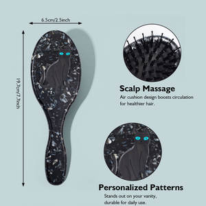 Personal isierte schwarze Katze Haarkamm Acetat Haar bürste Erstaunliche Haar Tages bürste Cellulose acetat Bambus haar bürste - Product Image 2