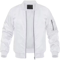Veste bomber MA1 pour homme AQTQ, veste de pilote, fermeture éclair, col montant, coupe-vent, nylon, avec poche sur la manche, pour un usage quotidien décontracté
