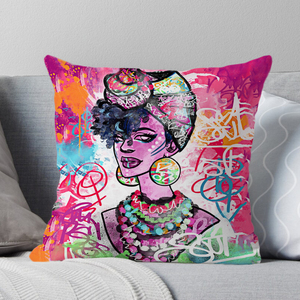 African Girl <strong>Decorative</strong> <strong>Throw</strong> <strong>Pillow</strong> Cover Home Decor with Chic African Graffiti Art Cushion Cases - Product Image 6
