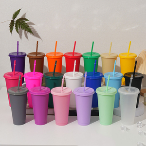 Gobelet en Plastique Réutilisable 24 oz / 710 ml, Durable et Économique, avec Couvercle et Paille, Idéal pour Fêtes, Article Vedette pour la Rentrée Scolaire - Product Image 1