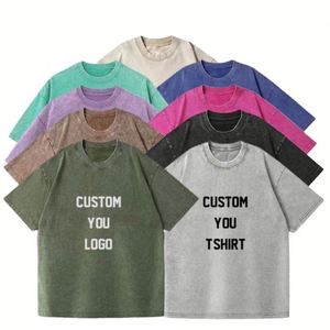 Custom Logo Acid Washed Vintage T Shirt Distressed Heavyweight <b>Blank</b> Oversized Tshirt 100% Cotton Heavy <b>Weight</b> for Men's T-Shirt - Product Image 3