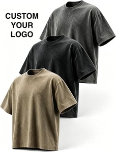 Custom <b>Logo</b> Streetwear T Shirt Men Acid Wash Distressed Heavyweight 260gsm Cotton Blank Oversized Vintage Fashion - Product Image 1