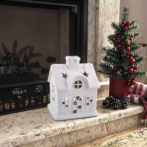 Casa di natale per decorazioni in ceramica leggera Bisque non verniciata - Product Image 3