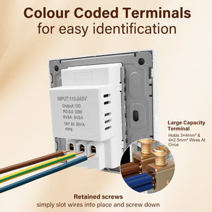 Interruptor y Enchufe de Pared Jinmai Serie F6E, con Carga Rápida USB-C, Panel de PC Ignífugo, Tomacorriente Eléctrico para el <span class=keywords><strong>Hogar</strong></span> - Product Image 6