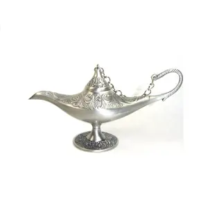 Kettle Pewter-plated Metal Alladin Oil Lamp