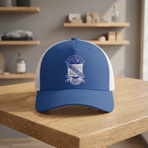 Casquette Trucker 5 Panneaux en Coton 100% avec Broderie 3D Personnalisée Phi Beta Sigma - Style Image Réglable pour Extérieur, Décontractée, Voyage, Quatre Saisons - Product Image 3