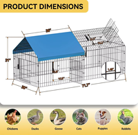 Grand poulailler métallique extérieur avec toit imperméable pour poulets, canards et volailles, enclos de jardin