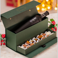 Boîtes à dessert personnalisées en papier écologique Emballage en carton à tiroir double couche Boîte cadeau pour bouteille de vin Boîte pour macarons et bonbons Ramadan