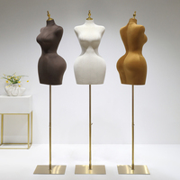 Maniquí de terciopelo de talla grande con forma de medio cuerpo, nuevo estilo, para exhibición de ropa femenina en escaparates de tiendas minoristas