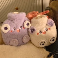 Mini Bouillotte en PVC Haute Densité Remplissage Peluche Mignon Dessin Animé Petit Sac d'Eau Chaude Portable Filles Sac Détachable Lavable