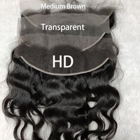 Layanan Drop Shipping Eazazy Top Grade Rambut Brasil 100% Virgin Remy Hitam Alami HD Lace Closure Frontal 130% Deep Wave