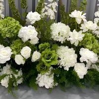 Décor de bienvenue pour mariage : Ensemble de panneaux suspendus réutilisables en soie artificielle, roses et hortensias blancs et verts, pour table et allée