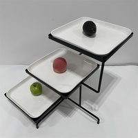Manufaktur Catering Stand mit 3 Stück Keramik Geschirr Stahl Display Rack für Hotel Restaurant Hochzeits buffet & Party Food Serving