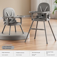 Chaise haute multifonctionnelle pliable pour bébé avec housse en cuir souple, chaise de repas réglable adaptée aux enfants de 0 à 3 ans