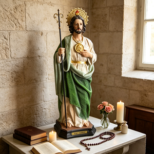 Estatua Religiosa de <span class=keywords><strong>San</strong></span> <span class=keywords><strong>Judas</strong></span> <span class=keywords><strong>Tadeo</strong></span> con Bolsa de Monedas - Product Image 1