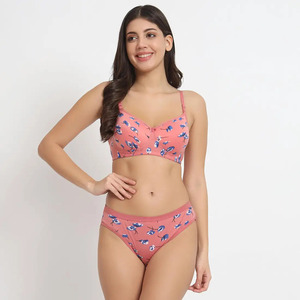 Premium <b>blue</b> Polyester Cotton Printed <b>Bra</b> for Women | Soft Cup Lingerie | All Sizes & Custom Orders Comfortable Daily Wear - Product Image 2