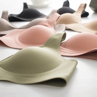 Soutien-gorge sans couture à col en V pour femme, sans armatures, respirant, bralette douce et confortable, lingerie invisible rembourrée pour usage quotidien