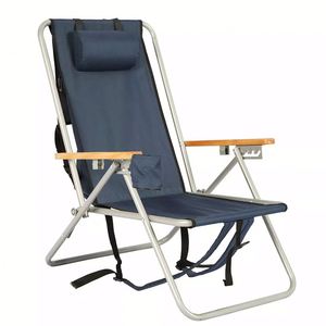 Chaise longue de plage pliable en aluminium pour l'extérieur avec pochette isotherme - Product Image 1
