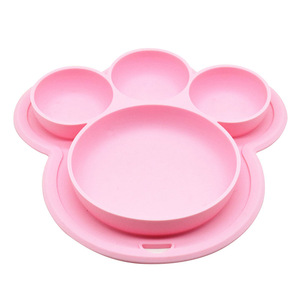 Assiette d'alimentation pour bébé en silicone avec compartiments, en forme de patte, pour enfants de 1 à 2 ans, facile à nettoyer, matériau de qualité alimentaire - Product Image 1