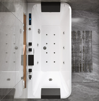 Baignoire épaissie en acrylique intelligente à température constante avec fonction de massage et de douche intégrée pour deux personnes