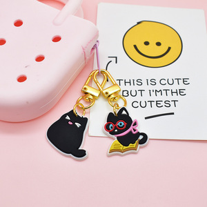 Porte-clés chat noir mignon en PVC, pendentif animal de dessin animé en résine souple, breloque de sac, porte-clés pour femmes et filles, cadeau souvenir esthétique, vente en gros - Product Image 4
