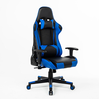 Kursi Gaming Kulit Biru Berkualitas Tinggi, Ergonomis, Dapat Diputar, dan Dapat Direbahkan untuk Dewasa, Desain OEM Khusus