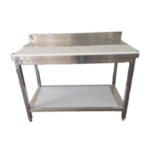 VICTORY KITCHEN Hot Selling Stainless Steel Silver Folding Work <b>Bench</b> with <b>plastic</b> cutting board 300kg Capacity for Restaurants - Product Image 2