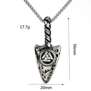 yunnique Nordic Vintage Men's Pendant Stainless Steel <b>Compass</b> Triangle Symbol Necklace Gift Jewelry Geometric Design - Product Image 5