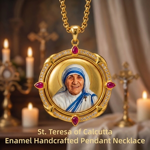 Wholesale Saint Teresa of Calcutta Hand-Painted Enamel Pendant St. Teresa 18K Gold Brass <strong>Mother</strong> Teresa Catholic Charity Gift - Product Image 1