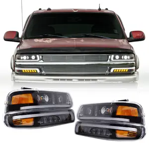 Faróis de led para chevrolet silverado 1999-2002, acessórios chevrolet silverado 1500 hd 2500 suburbante tahoe