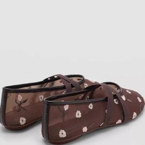 New Chinese Style Mesh Embroidery Flower Round Toe Ballet Style Cross Strap Ballet Shoes <b>Flat</b> Breathable Mary Jane <b>Flats</b> - Product Image 5