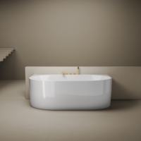 Baignoire carrée en acrylique blanc pur avec rainures elliptiques, 140/150/160/170 cm, idéale pour salle de bain