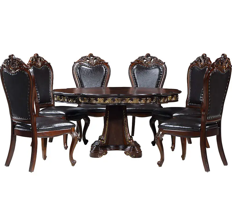 Individuelles klassisches amerikanisches Stil Massivholz Mahagoni-Holz Gummiholz Tisch-Set Esszimmermöbel antike Esstische