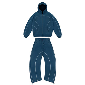 Set Sportivo alla Moda, Abbigliamento Sportivo Hip Hop con Cerniera e Cappuccio, Completo Sportivo con Felpa - Product Image 3