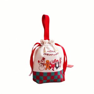 Sacs de rangement en toile personnalisés pour Noël avec cordon de serrage, poignée intégrée, pour la décoration de fêtes et l'emballage de cadeaux d'affaires - Product Image 1