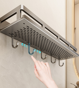 Eco-Friendly Non-Perforated Wall-Mounted Bathroom <b>Storage</b> <b>Rack</b> with Modern Design for Washbasin and <b>Shower</b> Room - Product Image 4