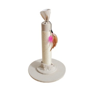Minimalist Cat Scratcher <b>Post</b> With Feather Toy Sisal Wrapped Single <b>Level</b> Indoor Cat Tree For Cats - Product Image 1