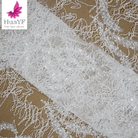 2023 dentelle blanche brodée paillettes perlées robe de mariée en gros français cils dentelle HY2132