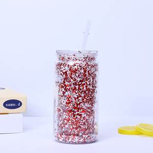 Gobelet à café à double paroi en plastique pré-percé pour sublimation de 16 oz fourni par l'usine, avec couvercle transparent et paille - Product Image 5