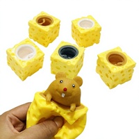 Jouet anti-stress mignon en forme de souris de fromage, jouet à presser en plastique, jouet de bureau pop-up, cadeau