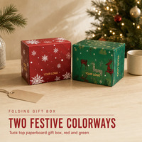 Boîte cadeau de Noël en carton avec impression personnalisée pour bonbons, bijoux, coffret cadeau, avec couvercle rabattable, rouge et vert, taille personnalisée, vente en gros, directement de l'usine
