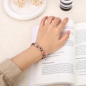 99.99% שרשרת טיפול מגנטי נחושת טהור שרשרת קישור צמיד מתכוונן טורקיז ביו אנרגיה בריאות מגנטית לתחושת כאב - Product Image 2