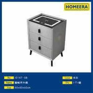 โฮมเมราโต๊ะข้างเตียงอัจฉริยะ 50x40x60 ซม. สีเทาอ่อน 3 ลิ้นชัก โต๊ะข้างเตียงสไตล์โมเดิร์น เฟอร์นิเจอร์ห้องนอน - Product Image 1