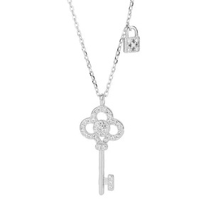 Collar con colgante de trébol de cuatro hojas para mi esposa, cadena de clavícula con circonitas incrustadas, regalo romántico de aniversario con caja de regalo - Product Image 5